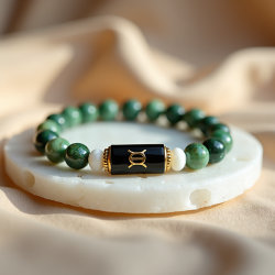 Gemini (मिथुन राशि) Zodiac Green Aventurine & Milky Quartz Bracelet